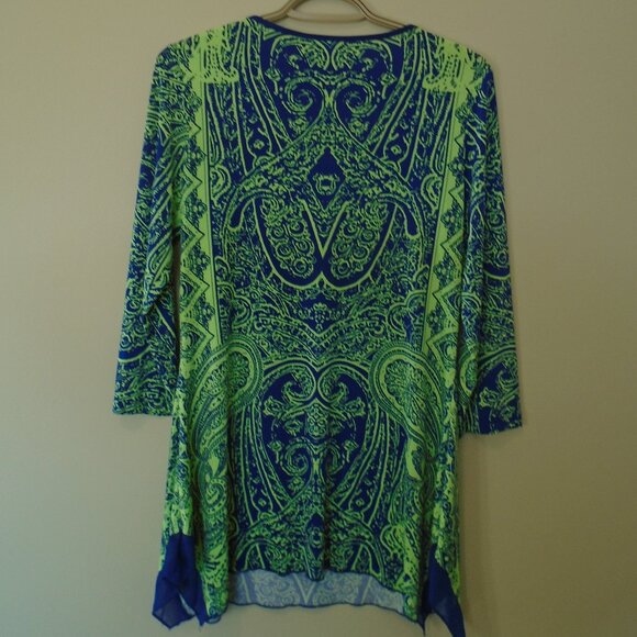 NYGARD WOMANS LONG-SLEEVED DRESS SIZE S - BLUE/GREEN PATTERN - Picture 2 of 3